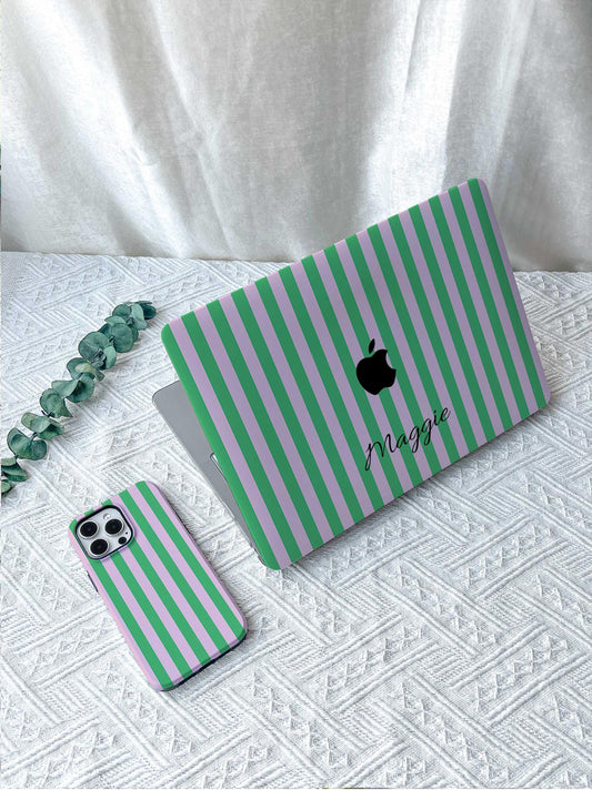 Green Striped Macbook M2 Air 13 2022 A2681 Pro 13 A2338 Pro 14 15 16 M3 Air 15 A3114 2024 Laptop Case For Air 13 11 Friend Gifts For Her
