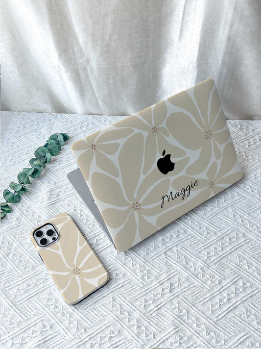 Beige Flower New Macbook M2 Air 13 2022 A2681 Pro 13 A2338 Pro 14 15 16 M4 Air 15 A3114 2024 Laptop Case For Air 13 11 M4 Gifts For Her