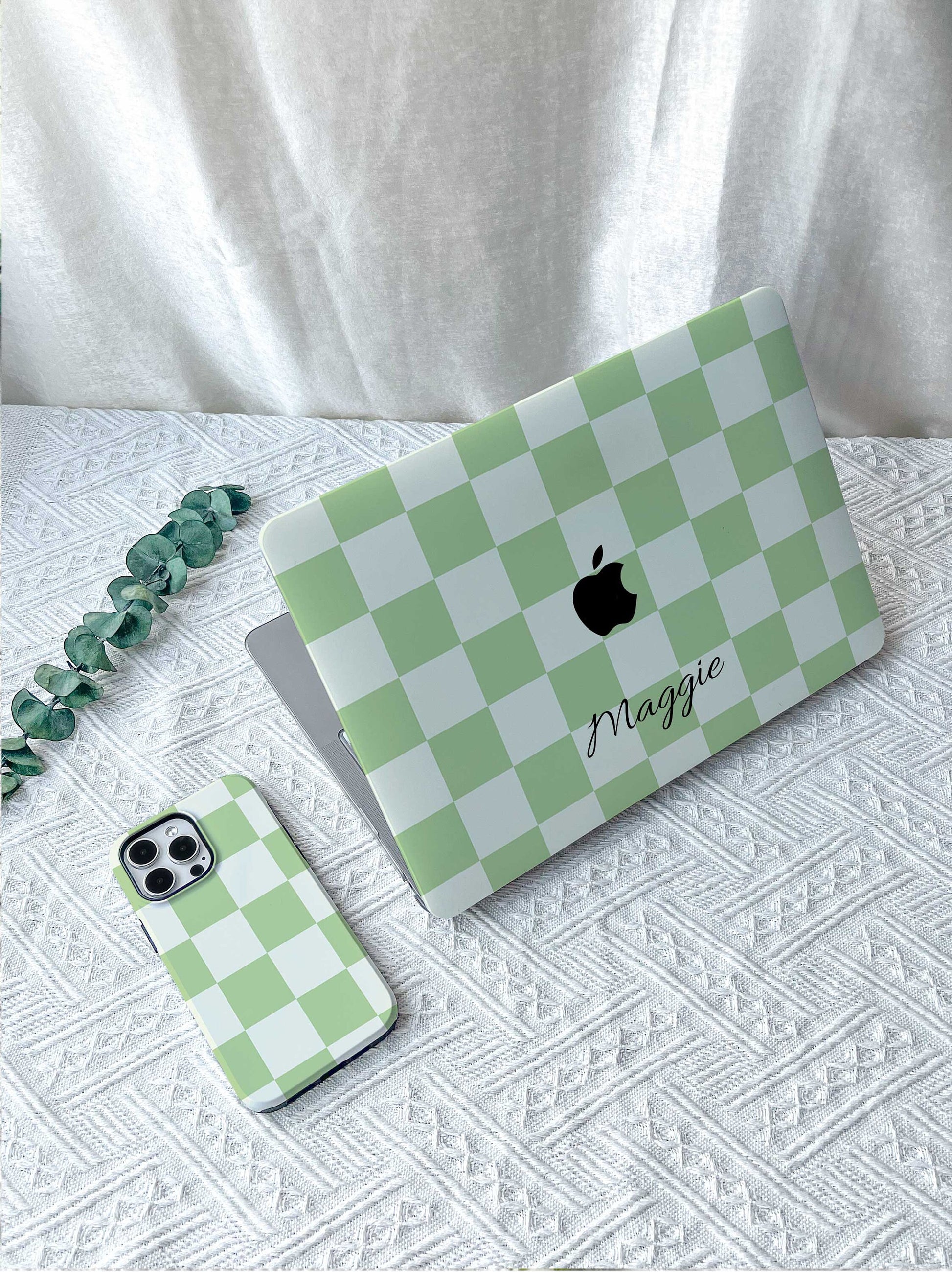 Light Green Check New Macbook M2 Air 13 2022 A2681 Pro 13 A2338 Pro 14 15 16 M3 Air 15 A3114 2024 Laptop Case For Air 13 11 Case Gifts
