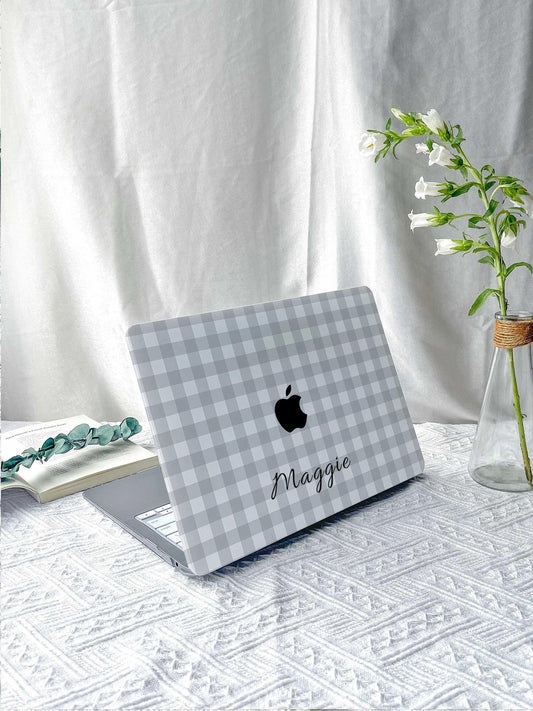 Simple Grey Check New Macbook M2 Air 13 2022 A2681 Pro 13 A2338 Pro 14 15 16 M3 Air 15 A3114 2024 Laptop Case For Air 13 Case Gifts For Her