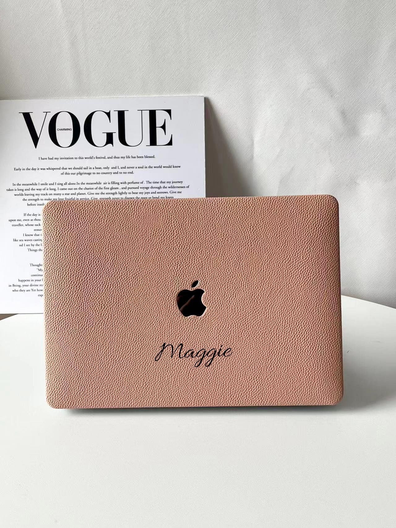 Flesh Pink Vegan Leather Macbook Case For M4 Air 13 A3240 A2681 Pro 13 A2338 Pro 14 15 16 M3 Air 15 A3114 2025 Air 15" Laptop Case For Her